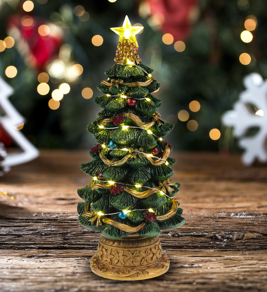 LED lit Christmas Tree - Christmas Village Scene