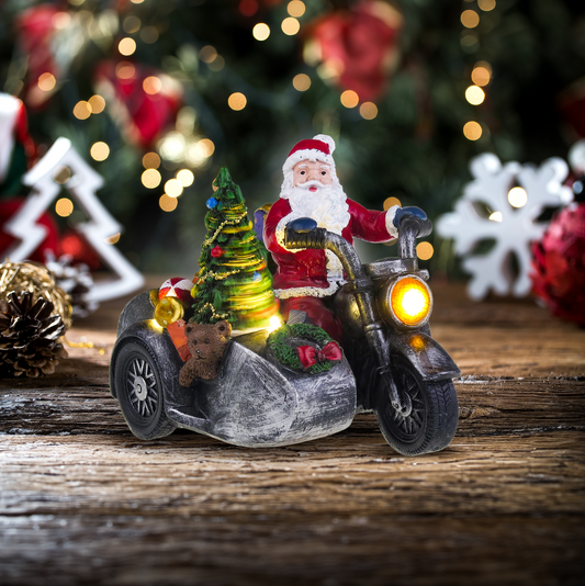 Santa on motorcycle with sidecar - Christmas Village