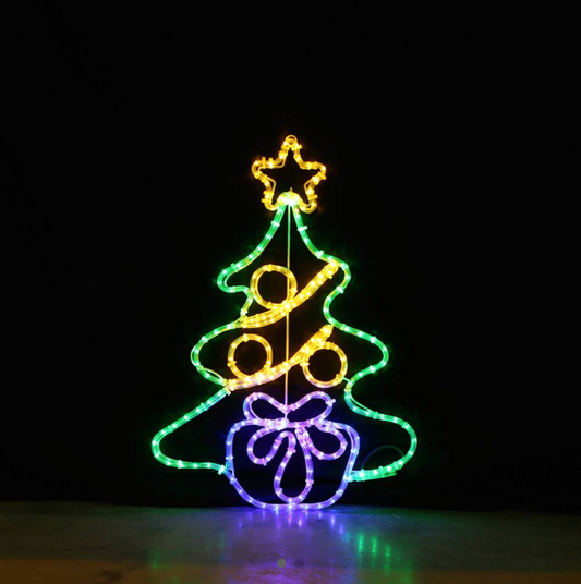 Christmas Tree with Gift - LED Motif 75x53