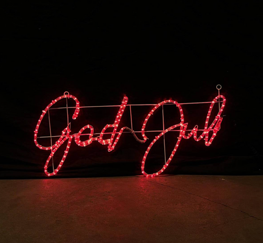 God Jul LED sign - Red 100x48 cm