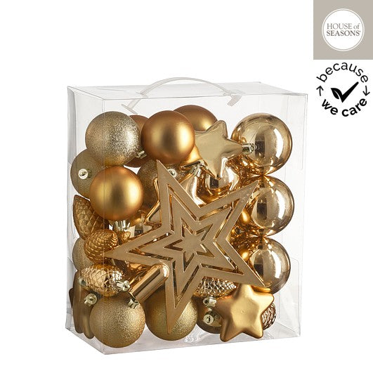 Copper and gold Christmas Ornaments - set of 40 pcs