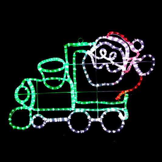 LED figure - Santa on his train - 82x55 cm