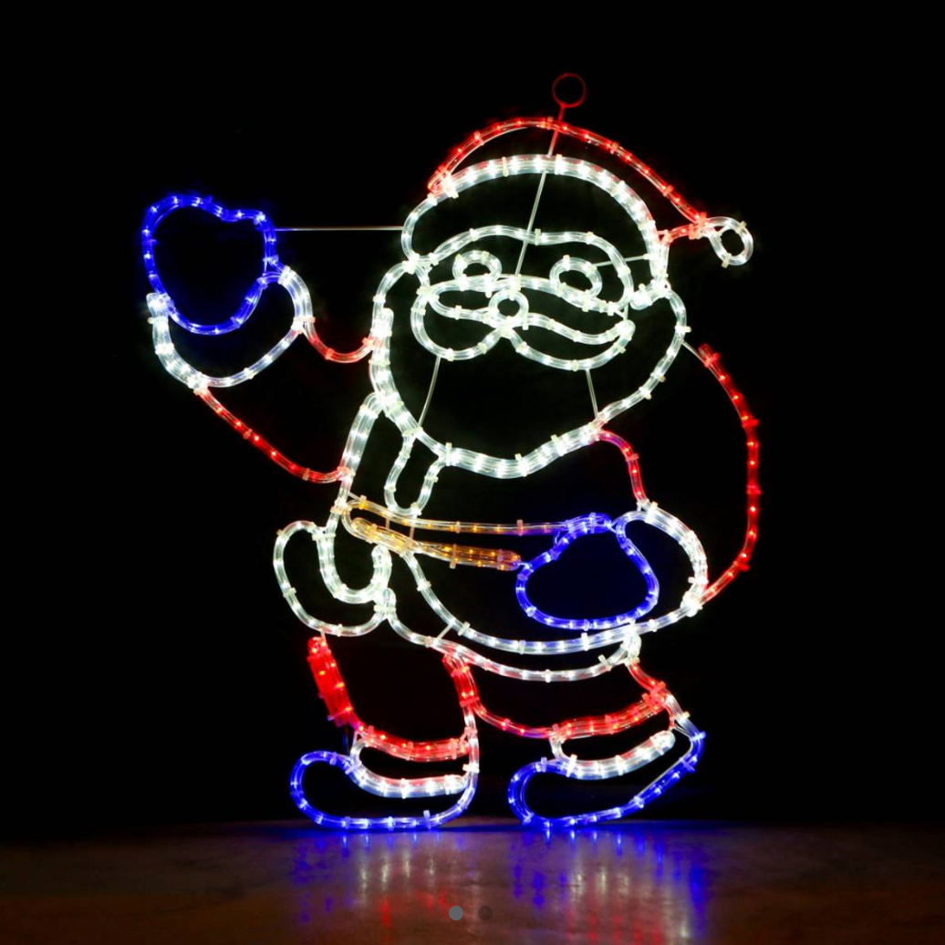 Figura completa con motivo LED de Papá Noel - 88,5 x 78,8 cm