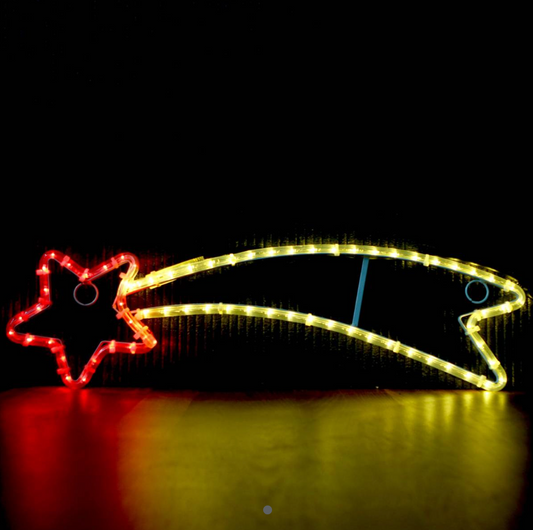 Stella cadente 68x21 cm - Luce LED rossa e bianca calda